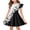 #A13-Black, variant on Abcomgle Girls Dresses Casual A-Line Flutter Sleeve Tshirt Dresses Bow Print Pleated Crew Neck Swing Skirt for 4-14t Kids,Beige