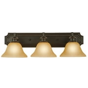 Design House 509042 Bristol Traditional 3-Light Indoor Bathroom Vanity Light Dimmable Tea Speackled Glass for Over the Mirror, Oil Rubbed Bronze