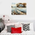 thumbnail image 5 of Shiartex Framed Rustic Farmhouse Canvas Wall Art Beautiful Field Painting Wildflower Barn Print Nature Scenery Picture French Countryside Poster for Bathroom Bedroom Office Wall Decor 16x12in, 5 of 6