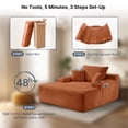 thumbnail image 6 of Oooh life Convertible Sofa Bed, Oversized Indoor Chaise Lounge with Cup Holders, Orange Corduroy Floor Chair, No Assembly, 65 inch Large Lounger, 6 of 6