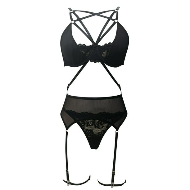 Gibobby Ropa interior mujer Lenceria sexy para mujer diseno de mujer con juego de lenceria sexy Negro XXG Walmart en linea