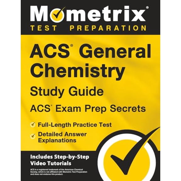 Pre-Owned Acs General Chemistry Study Guide - Acs Exam Prep Secrets, Full-Length Practice Test, Detailed Answer Explanations: [Includes Step-By-Step Video Tutor (Paperback) 151672237X 9781516722372