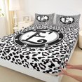 thumbnail image 3 of Feelyou Initial E Letter Twin Sheet Sets for Teen, Black White Fashion Bow-tie Twin Fitted Sheet, Chic Cheetah Print Flat Sheet, Lightweight Room Decor, 3 Pieces, 3 of 7