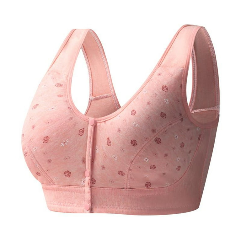 XFLWAM Women's Daisy Bra Sports Push Up Bras for Women Wireless Beauty Back  High Support Front Closure Charm Daisy Bras Front Snaps Pink L 