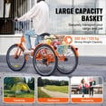 thumbnail image 4 of VEVOR Folding Adult Tricycle, 26-Inch Adult Folding Trikes, Lightweight Aluminum Alloy 3 Wheel Cruiser Bike with Large Rear Basket, Shopping Picnic Foldable Tricycles for Adults, Women, Men, Seniors, 4 of 9