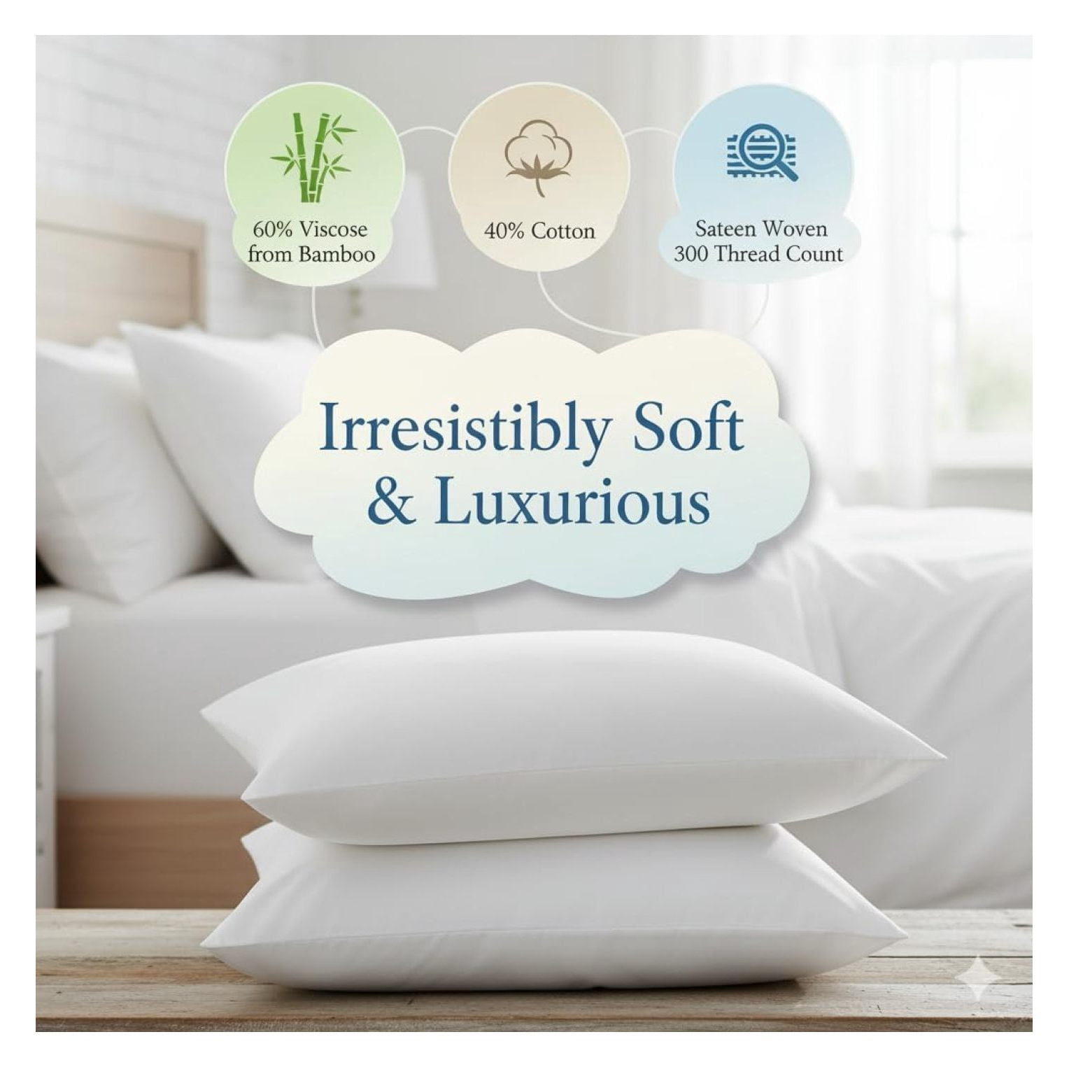 Silky-Soft Viscose from Bamboo-Cotton , King 4PC Bed Sheets Set, Blue