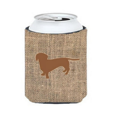 

Dachshund Burlap And Brown Can Or Bottle Hugger