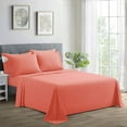thumbnail image 1 of Marina Decoration Ultra Soft Silky Deep Pocket Solid Rayon from Bamboo Bedding All Season Sheet Set, Coral Color, 1 of 7
