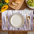 thumbnail image 4 of Purple Vintage Placemats Set of 8, Striped Painting Retro Abstract Art Placemats for Dining Table, Place Mats for Kitchen Tabletop, Waterproof Wipeable Dining Table Mats Set, 4 of 9