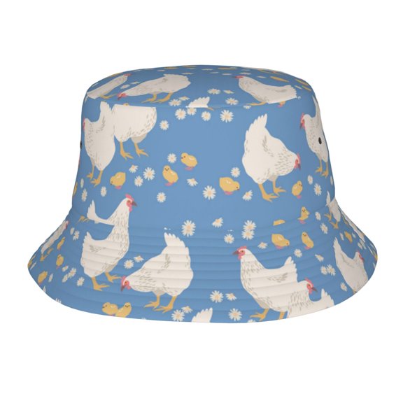 Bucket Hat for Men Women, Cartoon Cute Chicken Daisy Breathable Sun Hat Summer Beach Hats, Fun Womens Mens Bucket Hat for Travel Outdoor Vacation Fishing Hiking Sports