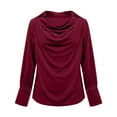 thumbnail image 5 of VISALY Women's Cowl Neck Velvet Tops Business Dressy Casual Blouses Tunic Tops Smocked Tops Long Sleeve Shirts Trendy Elegant Shirts Wrinkle Free Blouses Slim Fitted Blouses Fall Outfits Wine L, 5 of 5