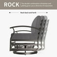thumbnail image 3 of Gotland 5 Seats Outdoor Metal Patio Furniture Set with 2 Swivel Rocking Chairs&55,000 BTU Gas Fire Pit Table w/Glass Wind Guard Patio Conversation Sectional Sofa Sets-Grey, 3 of 8