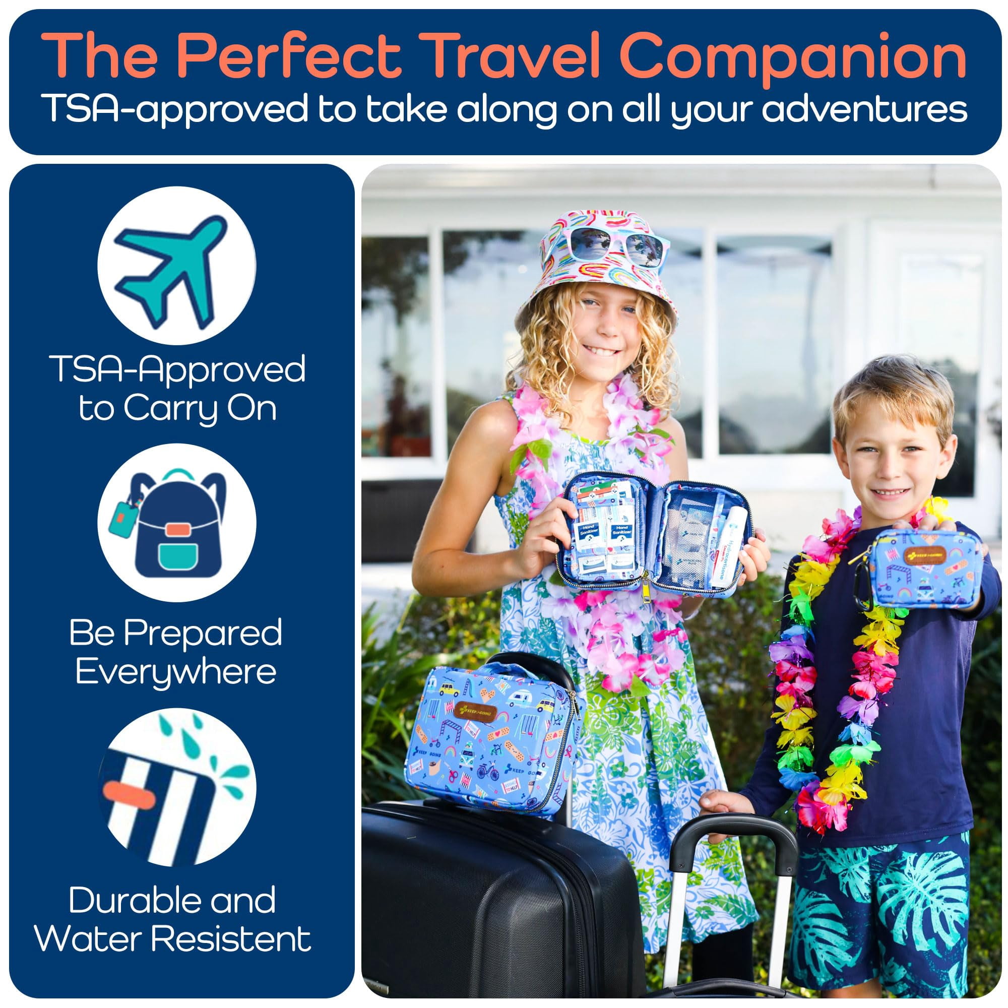 Keepgoing Travel First Aid Kit For - 130 Pc. Car  Home Purse Diaper Bag & Backpack With Latex-free Bandages Mini Size Tsa-approved
