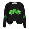 thumbnail image 1 of AherBiu Chandails en Molleton de la Saint-Patrick pour Femmes Col Rond Manches Longues Imprimé Trèfle Doublé en Polaire Vêtements de Printemps, 1 of 4