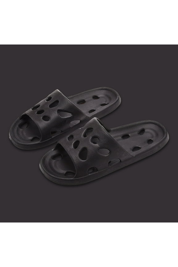Shower Shoes Quick Dry Non-Slip Bathroom Slippers for Men Women Dorm Home Slides Black-C 44-45
