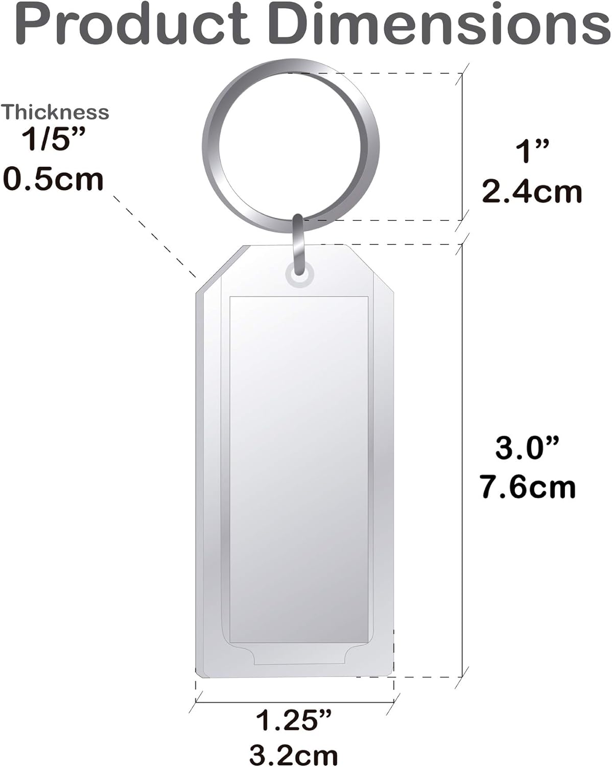 3 Inch Key Tags Slip-Slot Plastic Heavy Duty Clear Crystal 36 Pack with Label and Ring