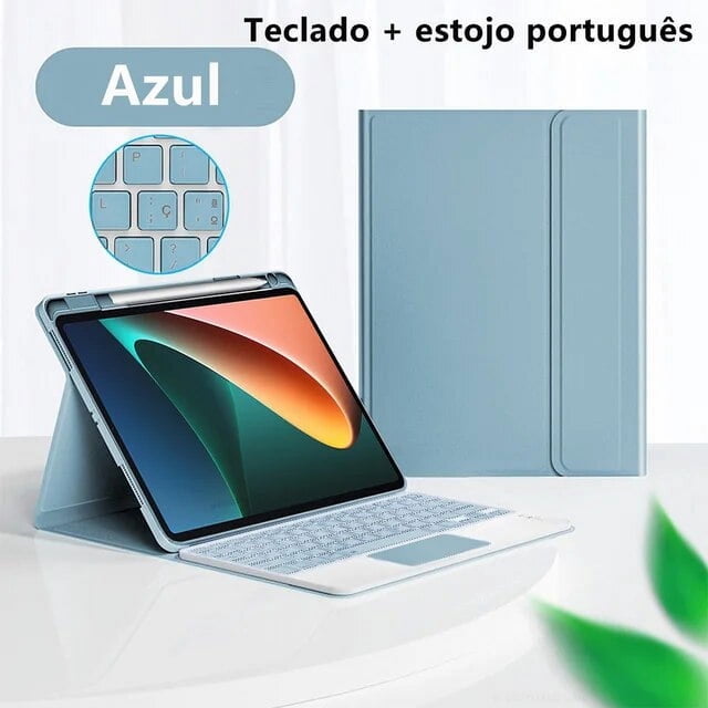Keyboard Case for Xiaomi Mi Pad 5 6 Pro Keyboard Case Tablet Cover for MiPad 5 6 Redmi Pad Wireless Bluetooth Keyboard Case Portuguese Blue Mi Pad 5 Pro 11inch