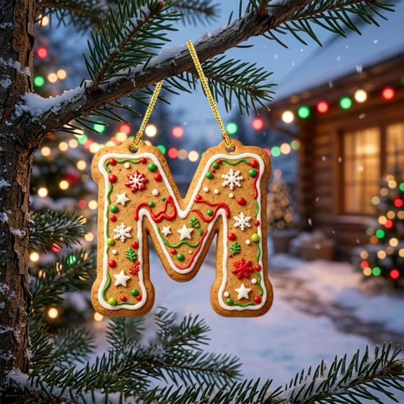 Ikohbadg 26 Letter Ornaments for Christmas Tree Decoration, Personalized Hanging Pendant Xmas Alphabet for Christmas Initial Ornament, DIY Craft Ornaments, Christmas Gifts for Family Friends (M)