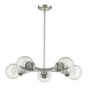 HomeRoots  6 x 30 x 30 in. Portsmith 5-Light Polished Nickel Chandelier