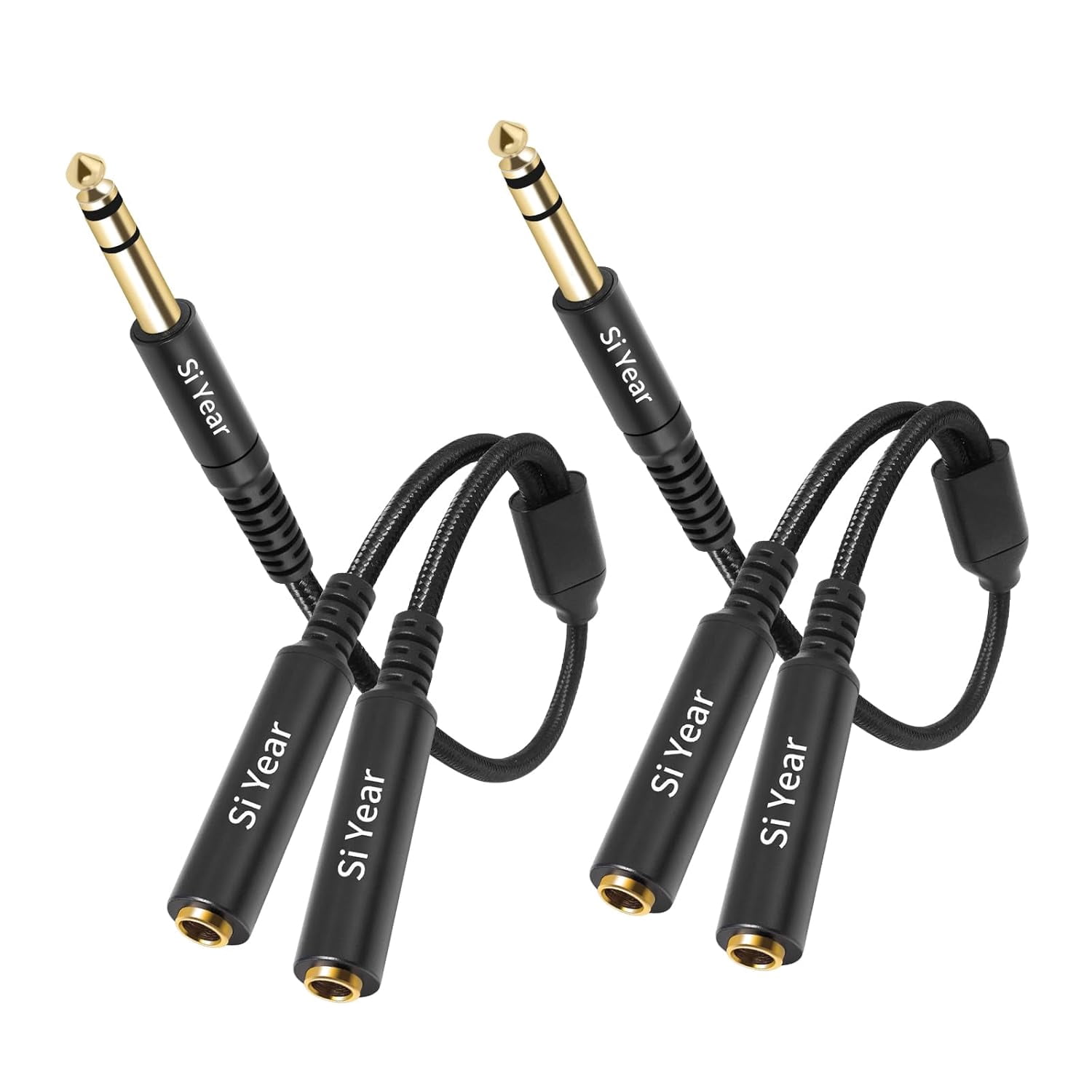 JJEAN-1/4" Splitter Cable, 6.35mm TRS to Dual 1/4 inch Female Stereo Y Headphone Splitter Cable for Studio,DJ,Amplifier,Karaoke, Live Sound Systems etc(30cm /2PACK)