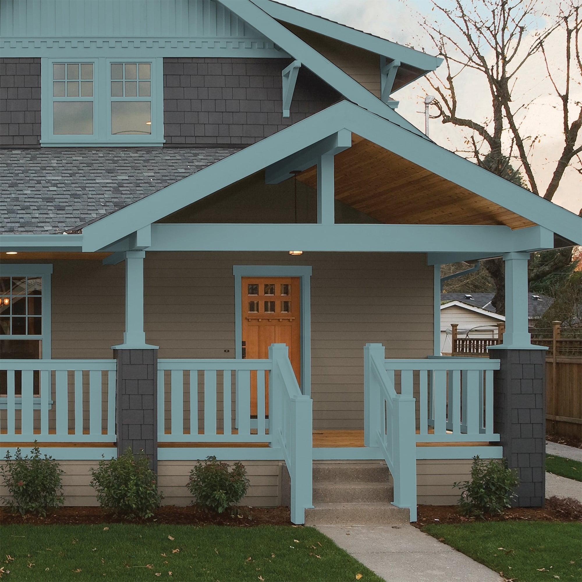 Glidden One Coat Cathedral Glass / Aqua Semi-Gloss Exterior Paint with Primer, 5 Gallon