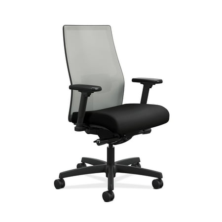 HON Ignition 2.0 Mid-Back Adjustable Lumbar Work Chair - Fog Mesh Computer Chair for Office Desk, Black Fabric (HONI2M2AFLC10TK)