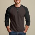 thumbnail image 5 of Nestiefly Fall Henley Shirts for Men Raglan 3/4 Sleeve Baseball T-Shirts 2026 Casual Cotton Sport Tee Tops Brown L, 5 of 7