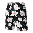 thumbnail image 5 of Kdxio Lilies Flowers Pattern Mens Casual Shorts - Drawstring Summer Beach Sports Shorts for Men, 5 of 9