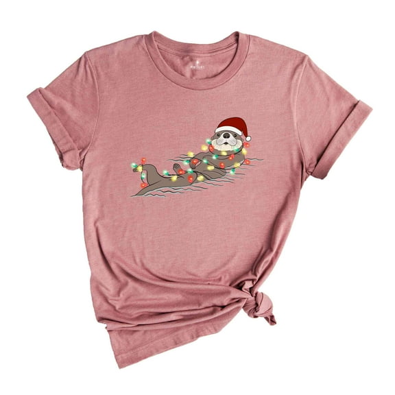 Adorable Christmas Otter Shirt, Cute Christmas Costume, Christmas Party Animal Tee, Christmas Night Tee, 2024 Christmas Gift
