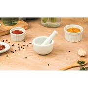 HIC Kitchen Mortar and Pestle for Grinding Spices and Herbs and Crushing Pills, Fine Porcelain