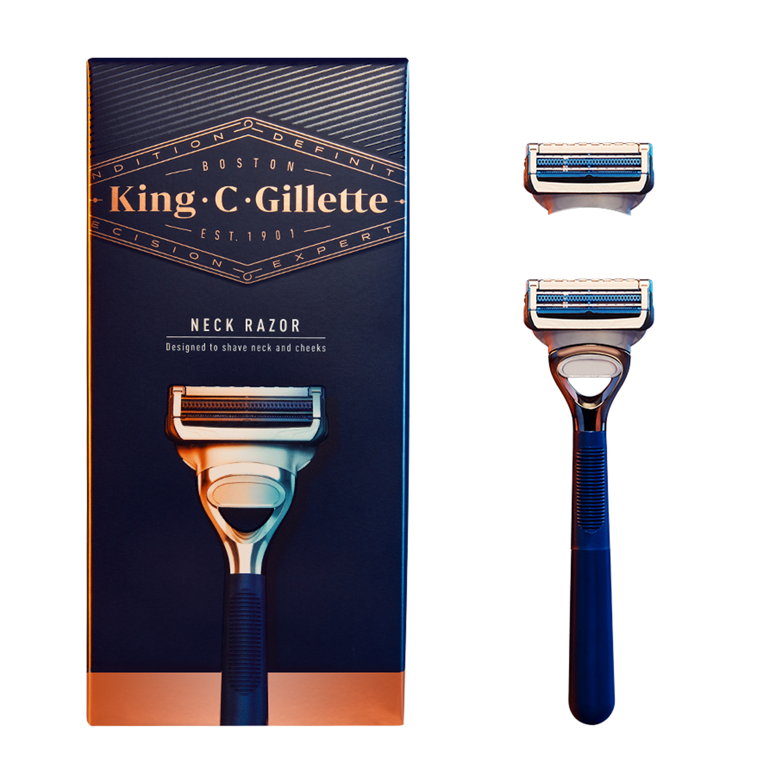 King C. Gillette Neck Razor Handle and 2 Blade Refills - image 3 of 9