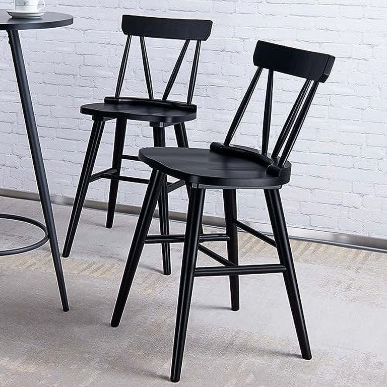 Duhome Black Wood Bar Stools Set Of 2 Farmhouse Counter Stools 24