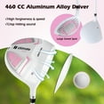 thumbnail image 3 of Topbuy Women's Complete Golf Club Set, Includes 460CC #1 Driver, #3 Fairway, #5 Hybrid,3 Head Covers & Portable Cart Bag Pink, 3 of 9