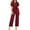 Wine, variant on Baqcunre One Piece Jumpsuits For Women Women'S V Neck Short Sleeved Belt Casual Fashion Jumpsuit Womens Shorts Womens Pants Black L