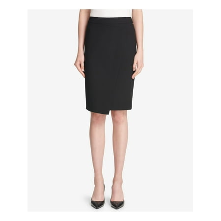 DKNY Womens Black Asymmetrical Crossover Above The Knee Wear To Work Skirt Size: 8