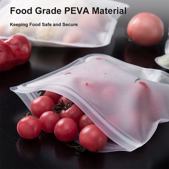 Reusable Storage Bags 5 Pack 11.2x10.2 in BPA-Free PEVA, Leakproof Freezer Sandwich Bags Dishwasher Safe, Eco-Friendly Food Storage