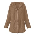 thumbnail image 4 of Fleece Jackets for Women Plus Size Hooded Long Sleeve Solid Color Warm Winter Coat Casual Thicken Fleece Lined Cardigan Outerwear, 4 of 8