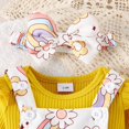thumbnail image 4 of GYRATEDREAM Thanksgiving Baby Girl Outfit My First Christmas Infant Long Sleeve Romper Suspender Skirt Set 3Pcs for 0-18M Yellow, 4 of 9
