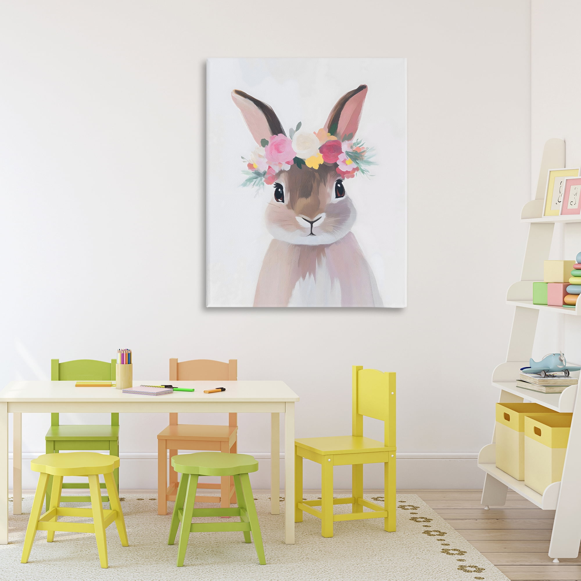 Stupell Industries Flower Crown Rabbit Canvas Wall Art, design by The Prints Vibe