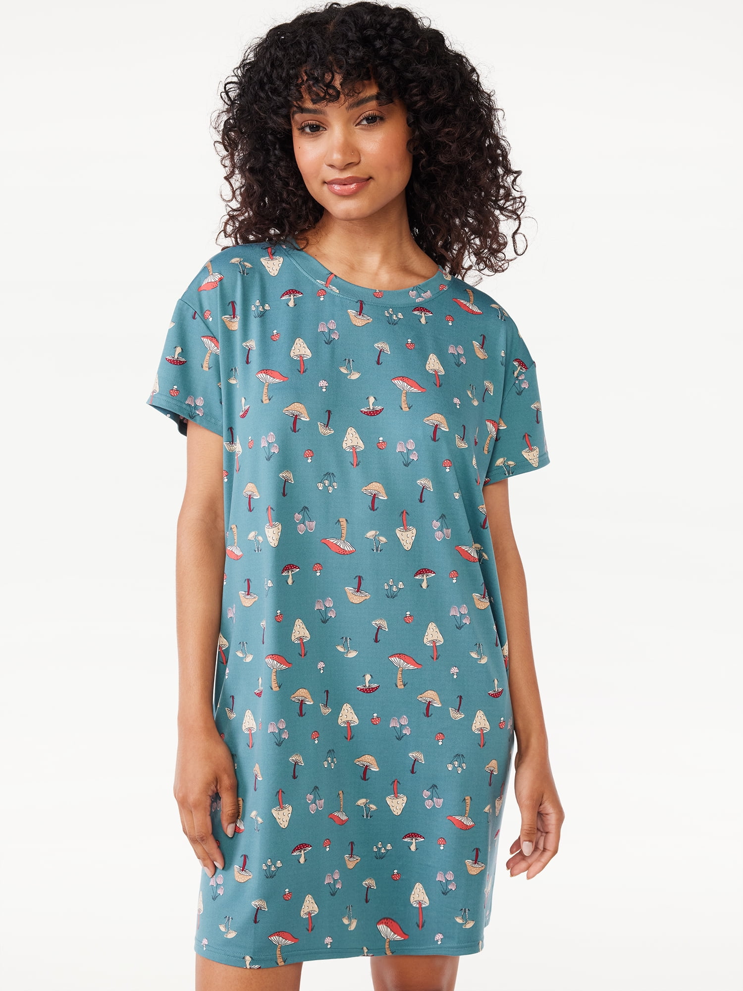Joyspun Women's Print Sleepshirt with Pockets, Sizes S/M to 2X/3X