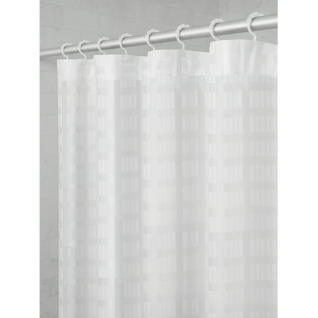 Maytex Smart Curtain Madison Fabric Shower Curtain with Attached Roller Glide Hooks