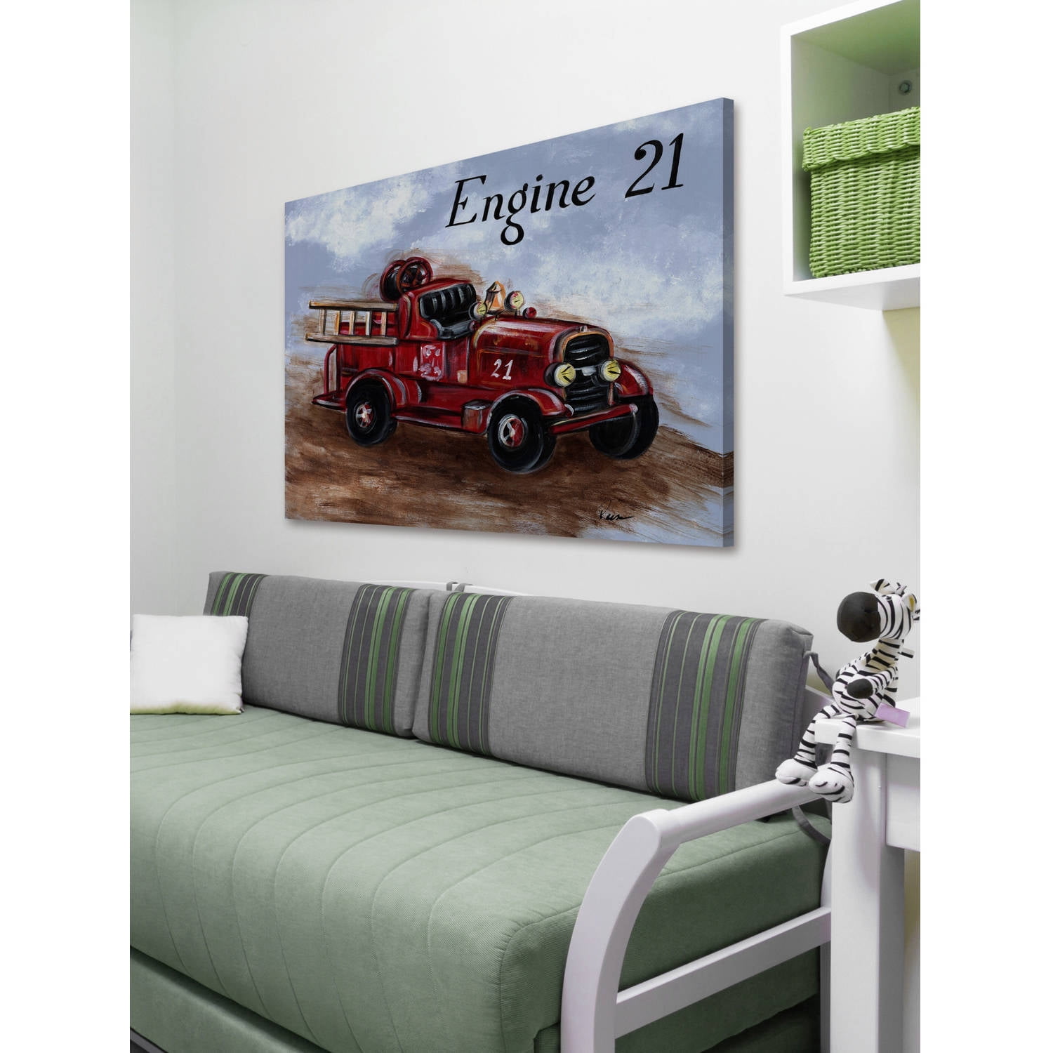 Marmont Hill "Fire Engine" by Reesa Qualia Painting Print on Wrapped Canvas