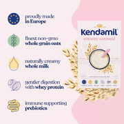 (4 pack) Kendamil Whole Grain Baby Cereal, Creamy Oatmeal, Whole Milk, 2nd Foods, 8oz Box (11-Servings)