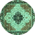 thumbnail image 1 of Ahgly Company Machine Washable Indoor Round Abstract Turquoise Blue Modern Area Rugs, 5' Round, 1 of 4