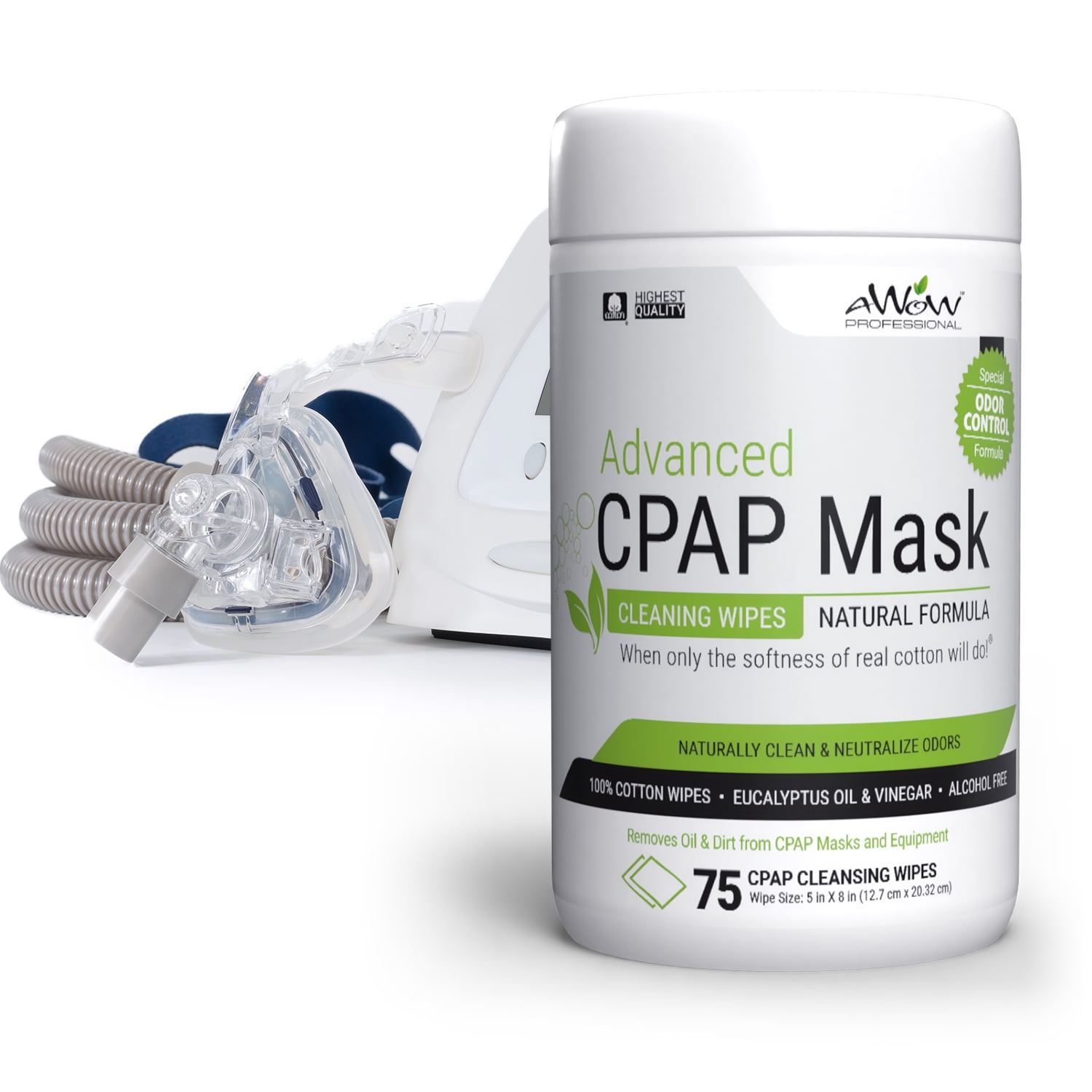 Buy AWOW Professional CPAP Mask Cleaning Wipes Odor Control 75ct, 2pk