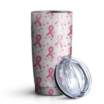 20oz Tumblers Pink Breast Cancer and Pioneer Flower Stainless Steel Vacuum Insulated Double Wall Travel Tumbler Cups Mug with Lid and Straw,Cleaning Brush for Cold & Hot Drinks