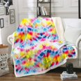 thumbnail image 1 of Fleece Throw Blanket Colorful Watercolor Printed Sherpa Blanket For Kids Boys, 1 of 4