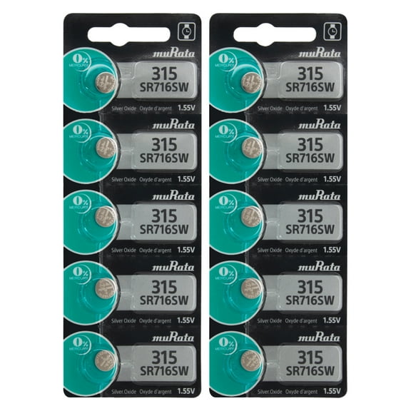 315 MURATA SR716SW 1.55v LOW DRAIN BATTERY 10 Pack