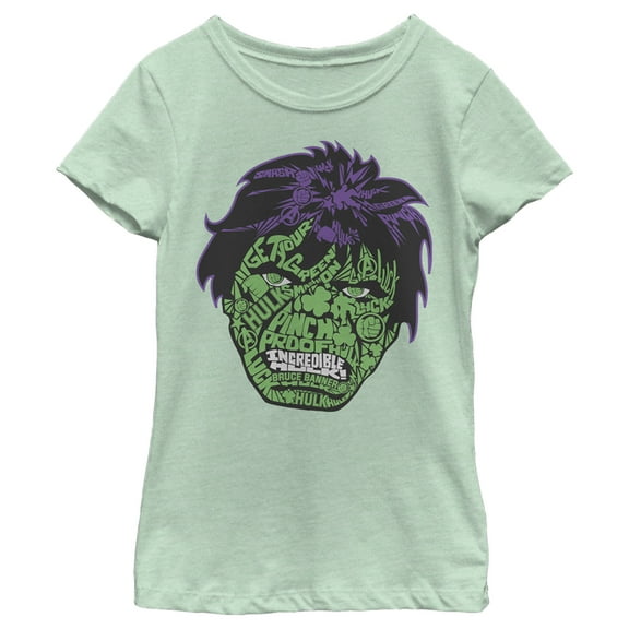 Girl's Marvel St. Patrick's Day Hulk Face Graphic Tee Mint Medium
