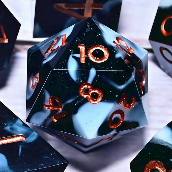 DND Resin Dice 7-Piece Set for Dungeons and Dragons DND 5e RPG Gift, Board Game Tabletop Role Playing Dice Game, Birthday Gift, Christmas, Thanksgiving, Halloween